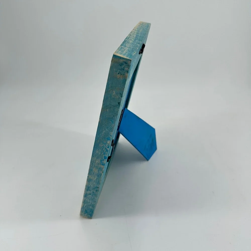 Rustic‎ Distressed Teal Blue Wood Picture Frame 5x7 Tabletop Wall Mount Coastal